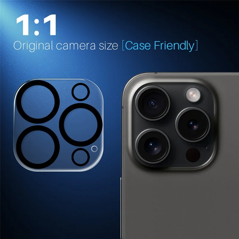 NORTHJO 2Pcs Para iPhone 15 Pro / 15 Pro Max Protetor de Lente de Câmera Transparente Círculos Pretos 3D Película de Vidro Temperado Para Lente