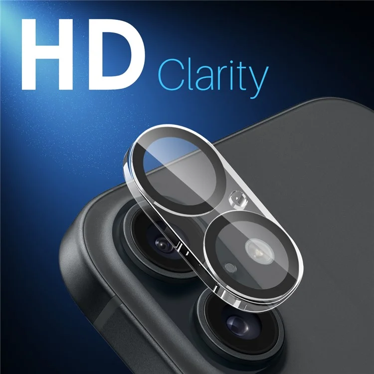 NORTHJO 2Pcs For iPhone 16 / 16 Plus Camera Lens Protector Black Circles HD Clear Tempered Glass Lens Film 3D Full Coverage