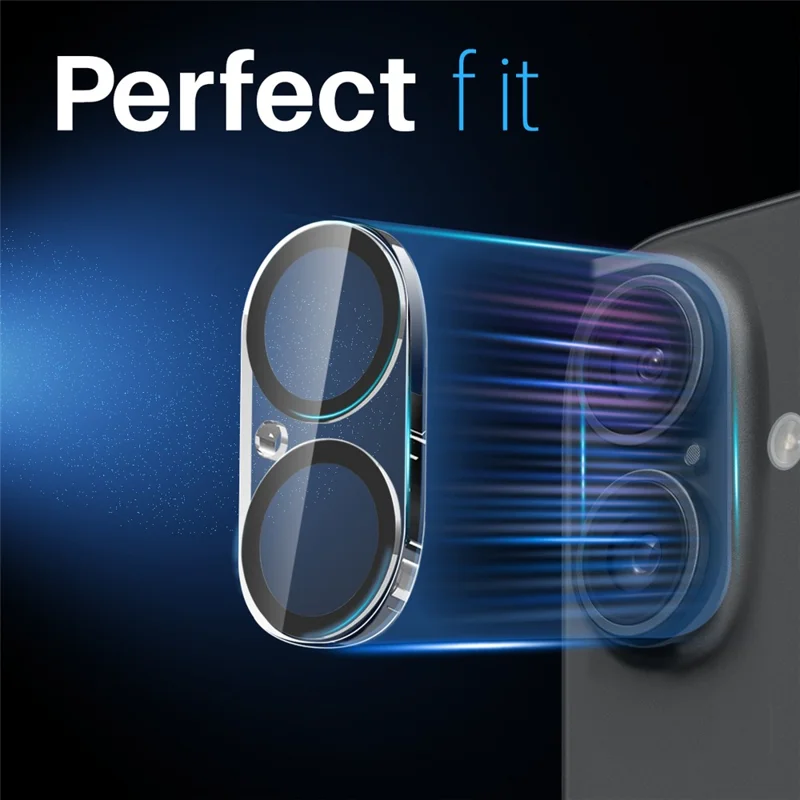 NORTHJO 2Pcs For iPhone 16 / 16 Plus Camera Lens Protector Black Circles HD Clear Tempered Glass Lens Film 3D Full Coverage