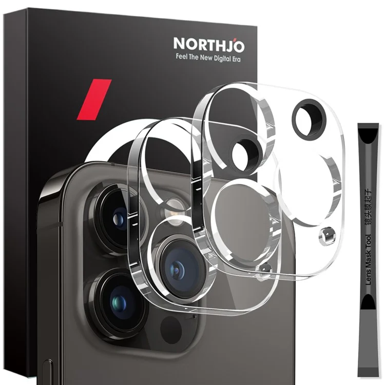 NORTHJO 2 шт. Для iPhone 14 Pro / 14 Pro Max Защитная пленка из закаленного стекла для камеры HD 3D интегрированная