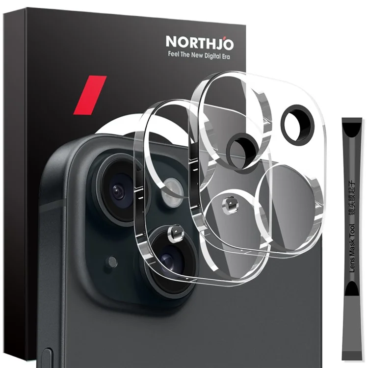 NORTHJO 2Pcs For iPhone 15 / 15 Plus Tempered Glass Camera Lens Protector Clear 3D Full Coverage Integrated
