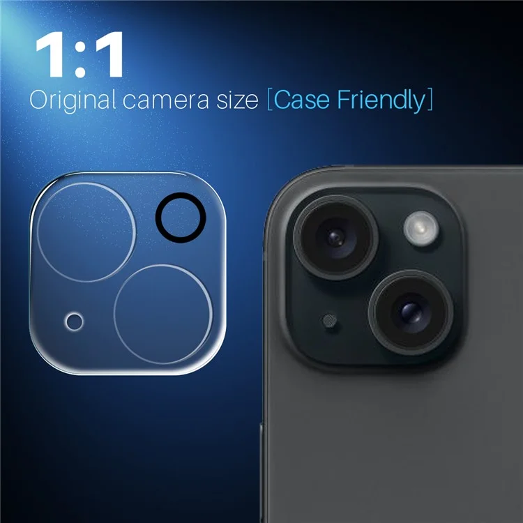 NORTHJO 2Pcs For iPhone 15 / 15 Plus Tempered Glass Camera Lens Protector Clear 3D Full Coverage Integrated