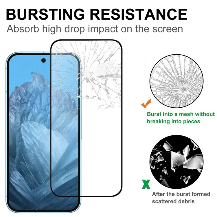Para Google Pixel 9 / 9 Pro AGC Glass Screen Protector Full Glue Black Edge Screen Film