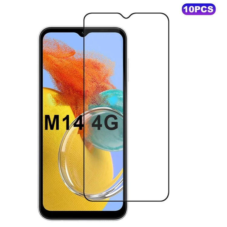 10Pcs For Samsung Galaxy M14 5G Screen Protector Silk Printing Edge Full Glue Complete Covering