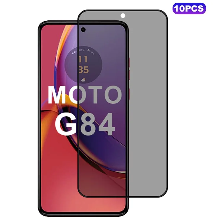 10Pcs / Pack For Motorola Moto G84 5G Anti-Spy Full Screen Protector 2.5D Silk Printing Film