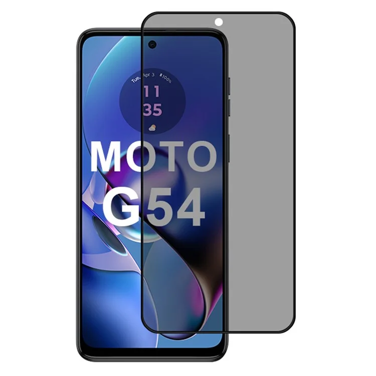 Pour Motorola Moto G54 5G Anti-Peep Full Screen Protector 2.5D Full Glue Silk Printing