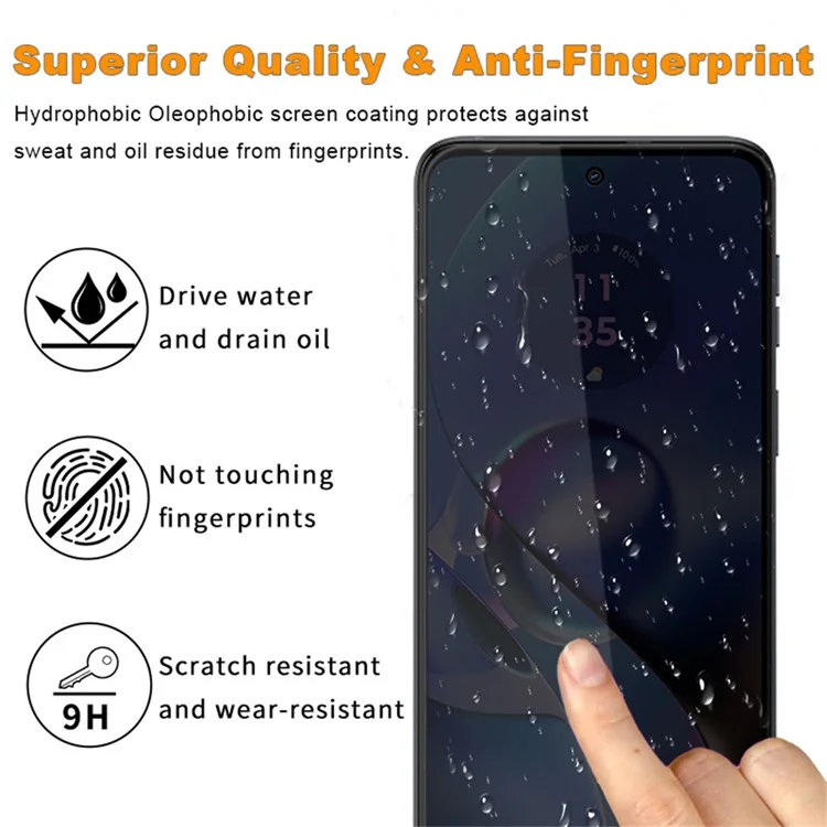 Pour Motorola Moto G54 5G Anti-Peep Full Screen Protector 2.5D Full Glue Silk Printing