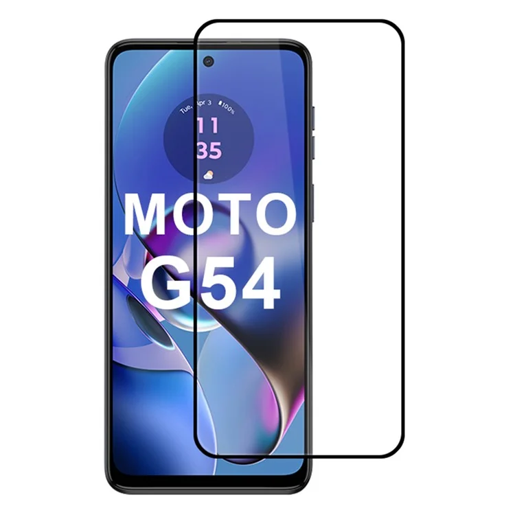 For Motorola Moto G54 5G Full Screen Protector 2.5D Arc Edge Full Glue Silk Printing Edge