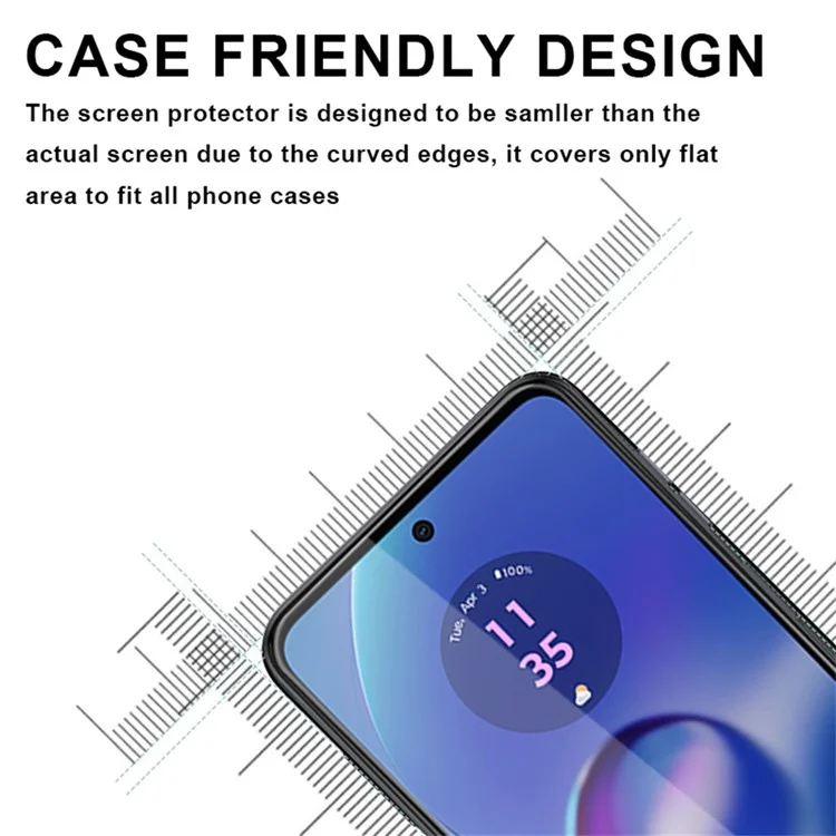 For Motorola Moto G54 5G Full Screen Protector 2.5D Arc Edge Full Glue Silk Printing Edge