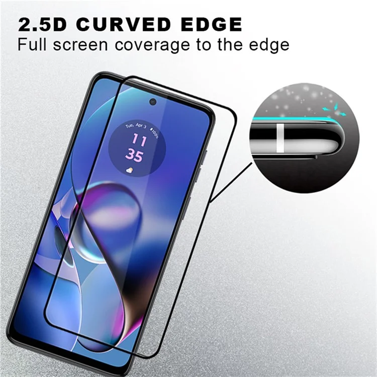 For Motorola Moto G54 5G Full Screen Protector 2.5D Arc Edge Full Glue Silk Printing Edge