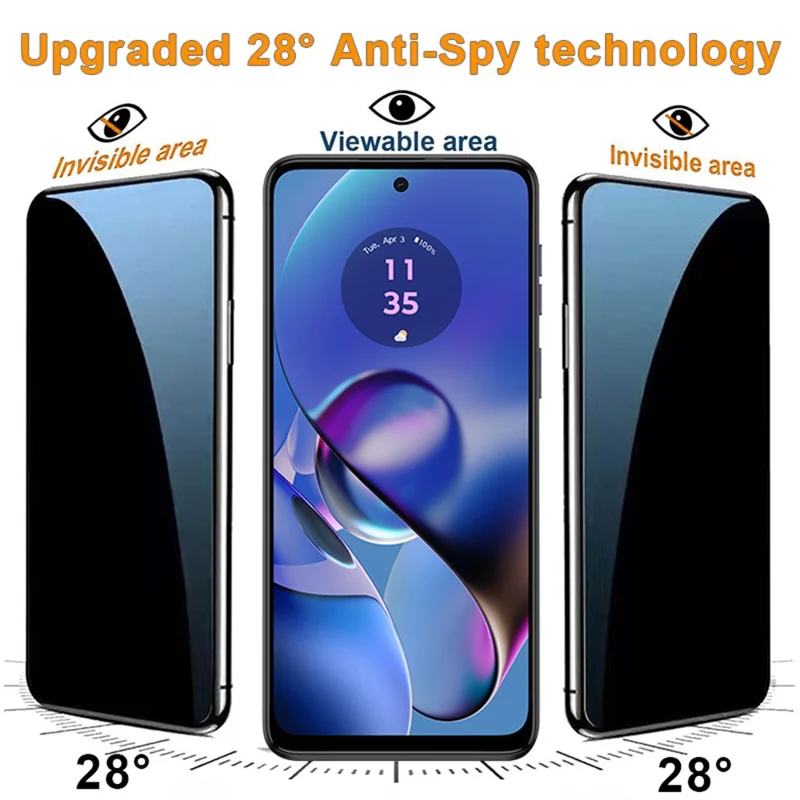 For Motorola Moto G53 5G 28-Degree Anti-Spy Screen Protector 2.5D Silk Printing Edge