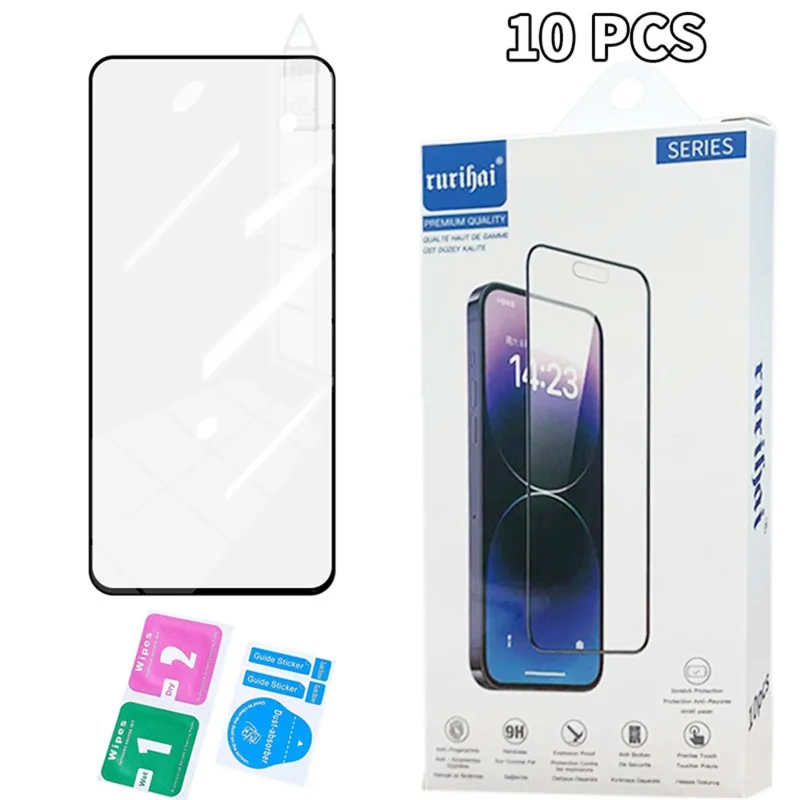 RURIHAI 10Pcs For Realme GT 6 5G Full Screen Protector Full Glue Secondary Hardening