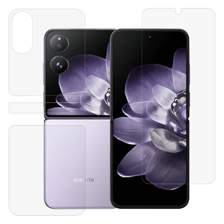 1 juego para la protección de pantalla cristal claro Xiaomi Mix Flip 5G dentro + frontal + cubierta trasera completa de película suave de TPU