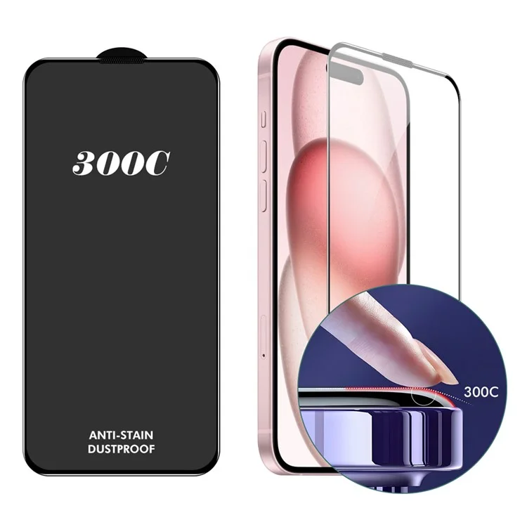 ENKAY HAT-PRINCE для iPhone 16/15 Защитная пленка для экрана 300C Большая дуга Шелкографическая печать Высокоалюминиево-кремниевое стекло