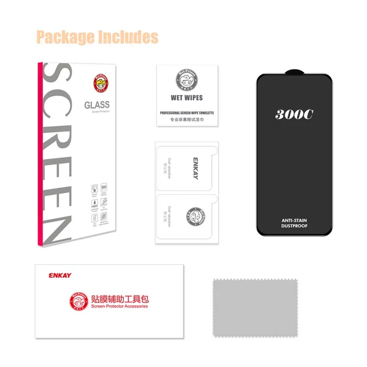 ENKAY HAT-PRINCE для iPhone 16/15 Защитная пленка для экрана 300C Большая дуга Шелкографическая печать Высокоалюминиево-кремниевое стекло