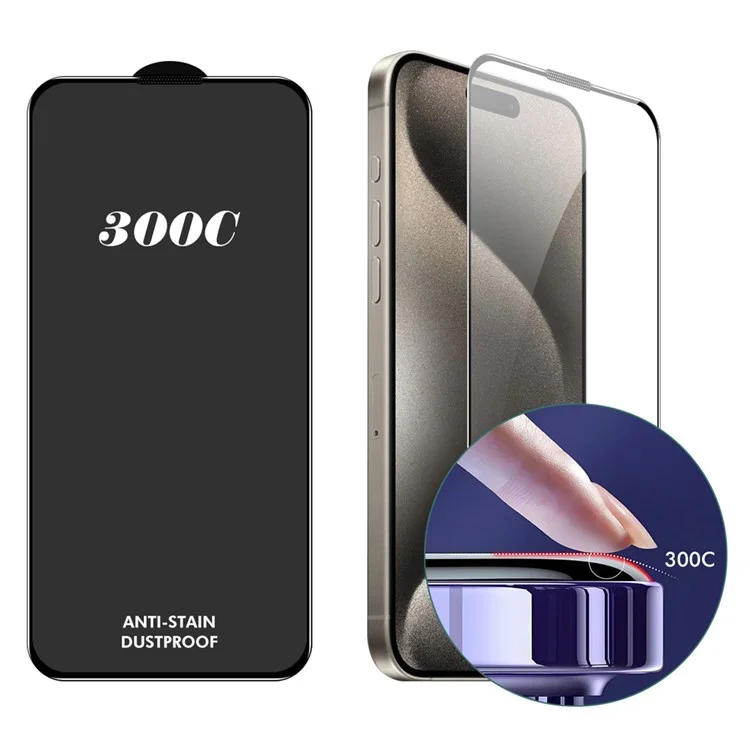 ENKAY HAT-PRINCE Для защитной пленки экрана iPhone 15 Pro 300C Large Arc Silk Print High Aluminium-Silicon Glass Film