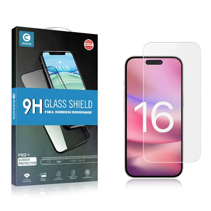 MOCOLO For iPhone 16 Plus Screen Protector HD Clear Tempered Glass Film Impact-Protection