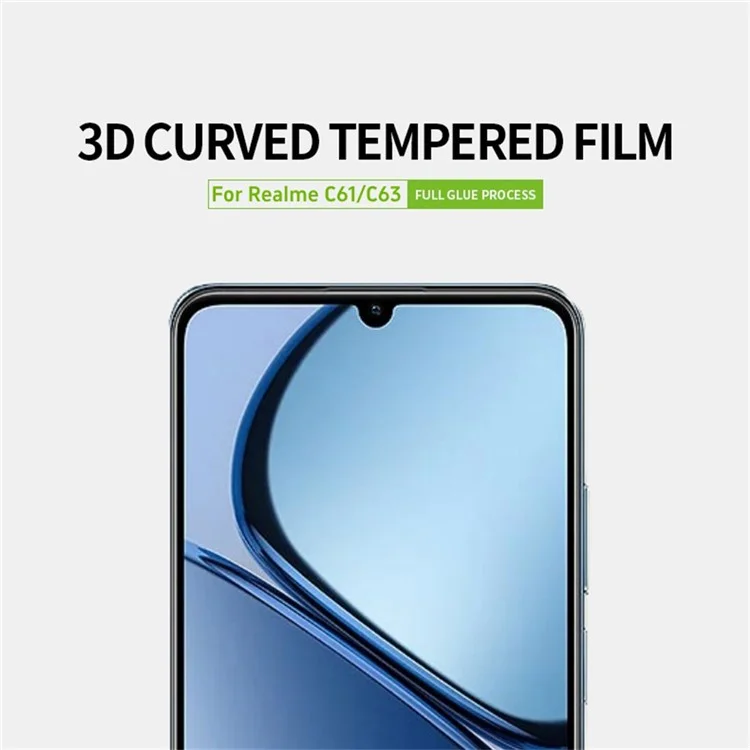 PINWUYO JK 3D Tempered Glass Film Series-2 for Realme Note 60x 4G / C63 4G / C61 4G Screen Protector Full Glue