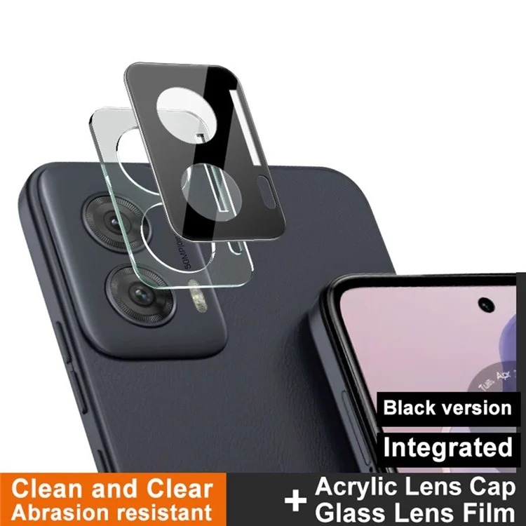 IMAK Per Motorola Moto G Power (2024) Protezione Obiettivo Fotocamera Pellicola in Vetro Temperato+Copertura in Acrilico (Versione Nera)