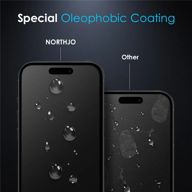 NORTHJO A+ Per iPhone 16 HD Screen Protector 2.5D Arc 28 Degree Anti-Spy 0.3mm Pellicola in Vetro Temperato