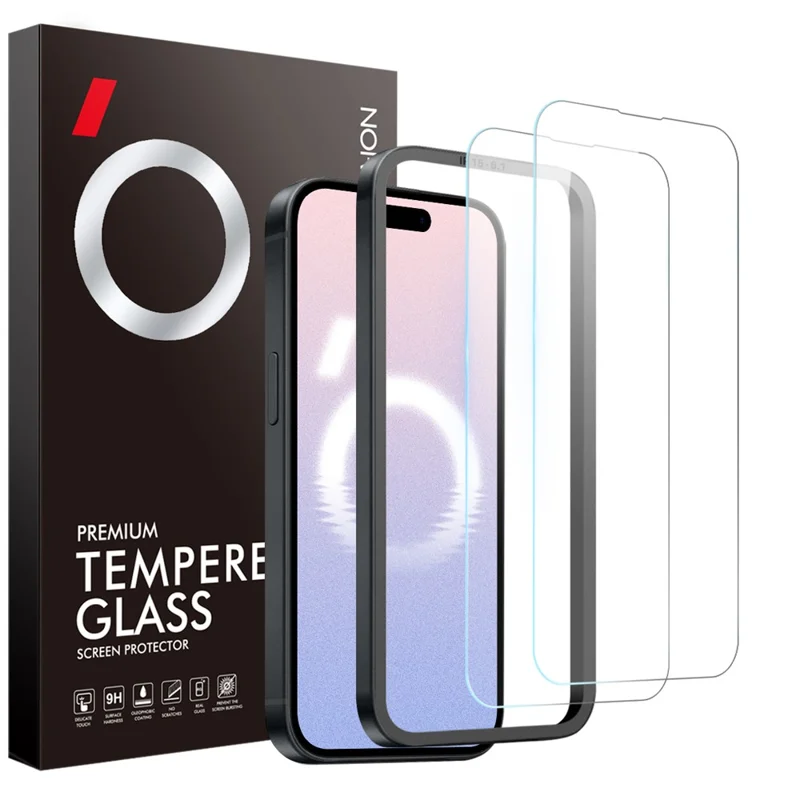 NORTHJO 2Pcs A+ For iPhone 16 Screen Protector Ultra Clear Tempered Glass Film with Installation Tool