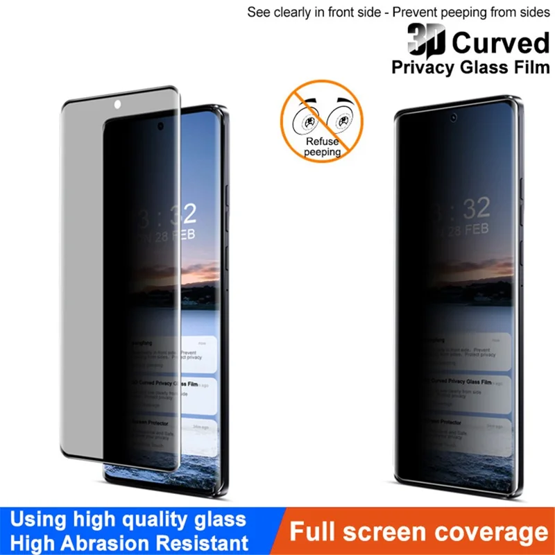 IMAK For Motorola Edge (2024) 5G Anti-Spy Tempered Glass Full Screen Protector 3D Curved Edge
