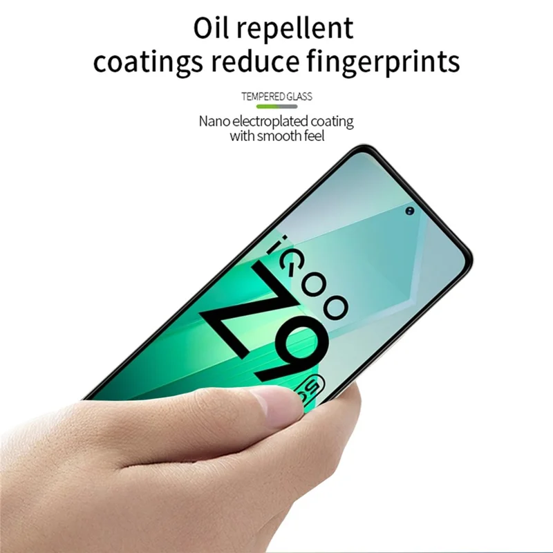 PINWUYO Für vivo iQOO Z9 5G Bildschirmschutz 3D Gebogener Rand Gehärtetes Glas-Folie