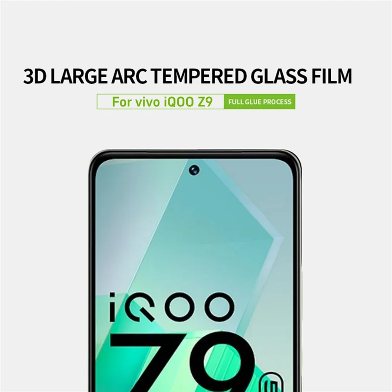 PINWUYO Für vivo iQOO Z9 5G Bildschirmschutz 3D Gebogener Rand Gehärtetes Glas-Folie
