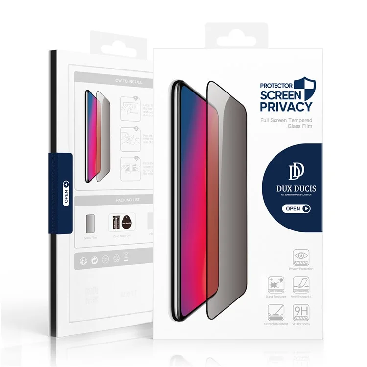 DUX DUCIS Para iPhone 16 Plus Film de Vidro Temperado Anti-Spy 2.5D Protetor de Tela Ultra-Fino