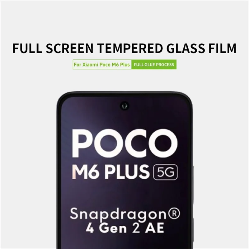 PINWUYO JK Series-2 for Xiaomi Poco M6 Plus 5G High Aluminium-Silicon Glass Film 9H Full Screen Protector