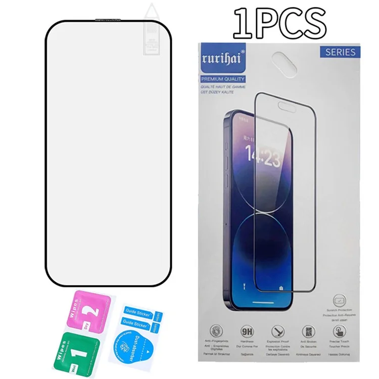 RURIHAI Per iPhone 16 Protezione Schermo Secondaria Temprata Alto Vetro di Alluminio-Silicio