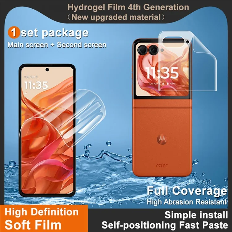 Film hydrogel IMAK 4ème génération pour Motorola Razr 50 5G / Razr 2024 5G 1 set de film d'écran TPU (écran avant + écran arrière)
