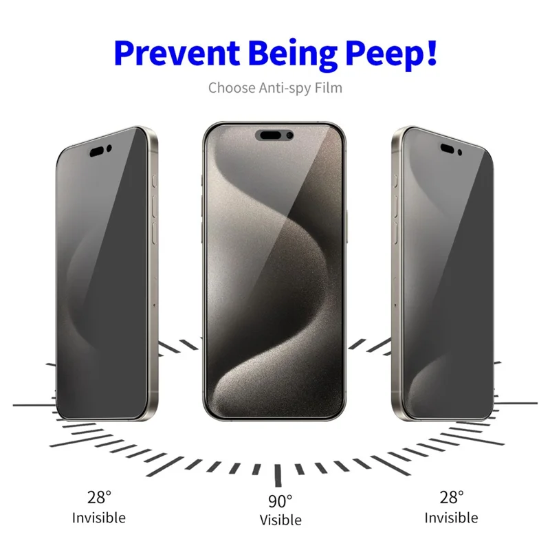 Enkay Hat Prince 2pcs Para Iphone 16 Pro Max Tempered Glass Film Anti-Spy Protector de Proteção à Privacidade Protetor