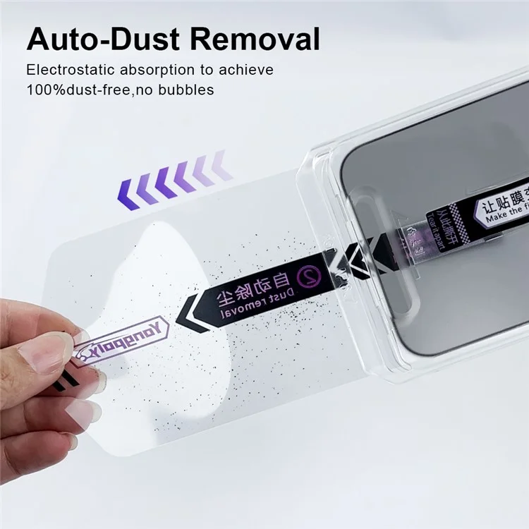 YONGPOLY Для iPhone 16 Pro Max Anti-Spy Full Screen Protector Auto-Dust Removal Tempered Glass Film