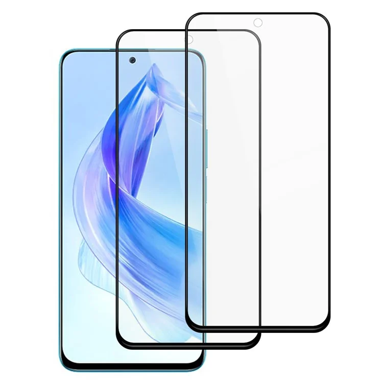 AMORUS 2Pcs For Honor 90 Lite 5G Screen Protector Shatterproof Silk Printing Tempered Glass Film - Black