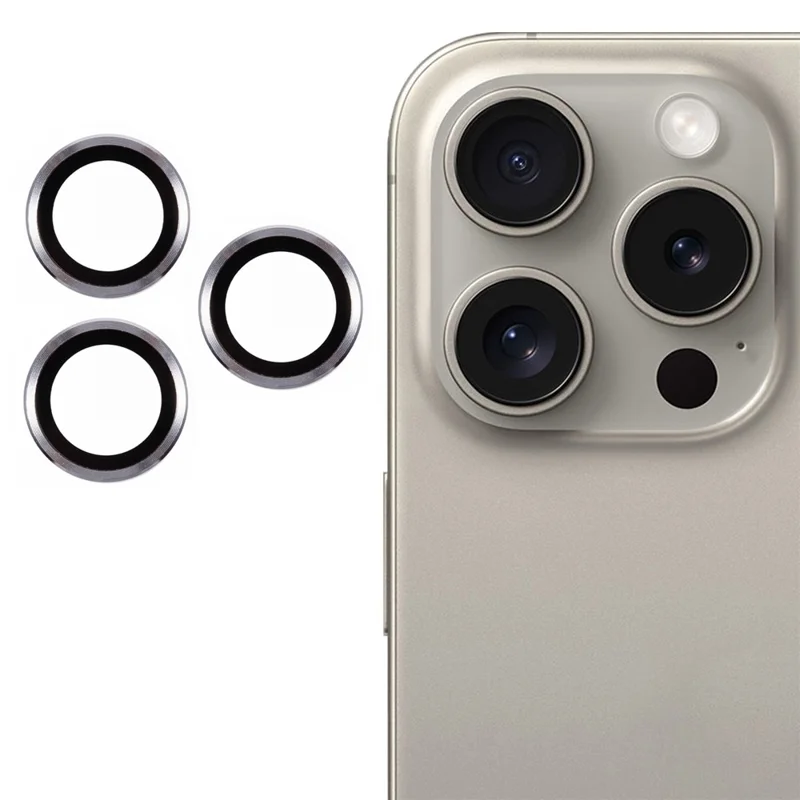 3pcs / Préparez Pour L'iphone 16 Pro Camera Lens Protector Film de Corning Gorilla Glass Rester Resistant Corning Gorilla Goril - Argent
