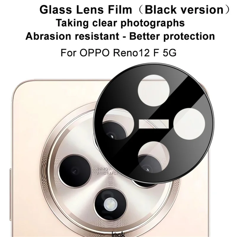 IMAK For Oppo Reno12 FS 5G / Reno12 F 5G Camera Lens Protector Tempered Glass HD Clear Lens Film (Black Version)