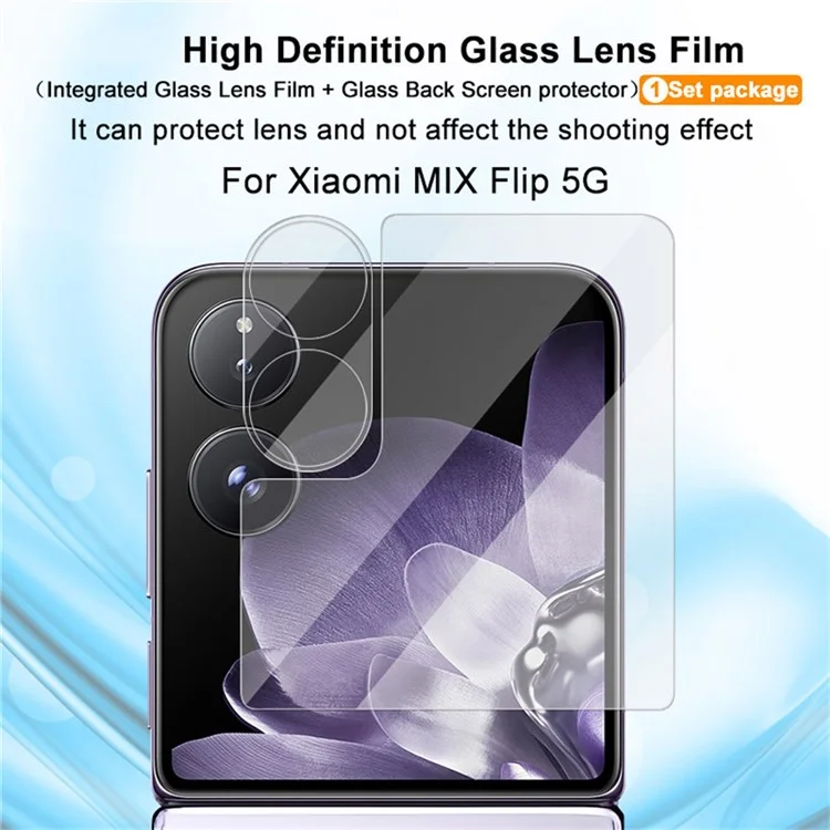IMAK para Xiaomi Mix Flip 5G Película para Lente de Cámara con Tapa de Lente Acrílica + Protector de Pantalla Pequeño