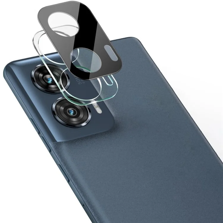 IMAK Pour Motorola Edge 50 Fusion 5G Protecteur d'objectif de caméra Verre trempé Film+Capuchon en acrylique (Version noire)