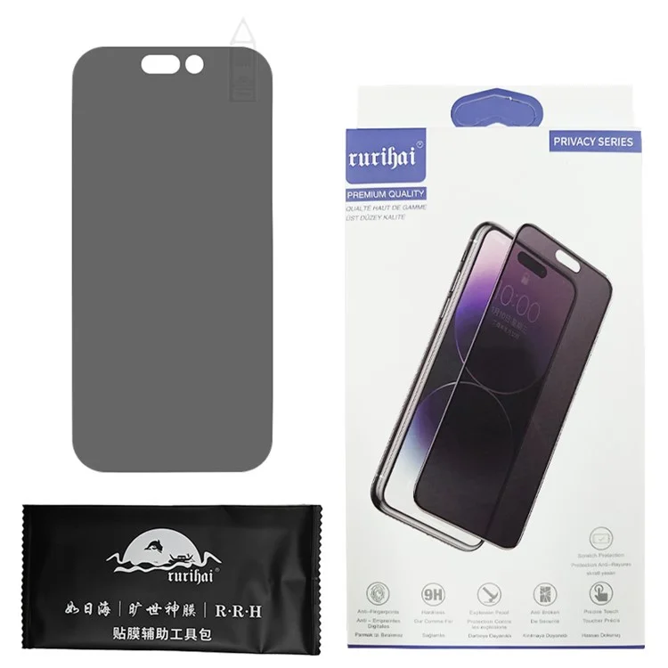 RURIHAI For iPhone 16 360 Degree Anti-Spy Full Screen Protector Ultra Clear Film