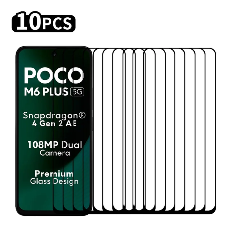 Rurihai 10pcs Pour Xiaomi Poco M6 Plus 5G Film de Verre à Aluminium-silicium 0,26 mm 2,5d Protecteur D'écran Durcissant Secondaire