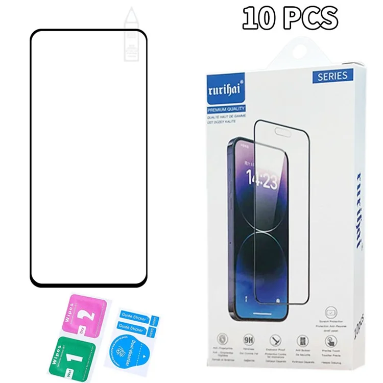 RURIHAI 10Pcs For Oppo K12x 5G (India) High Aluminium-Silicon Glass Film 0.26mm 2.5D Secondary Hardening Screen Protector