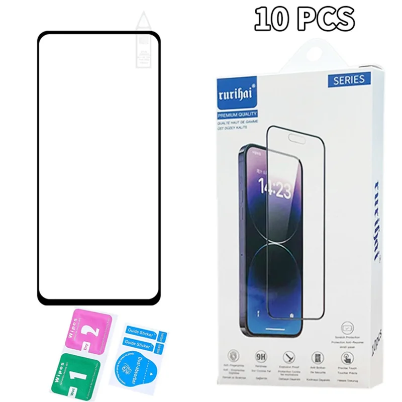 Rurihai 10pcs Pour Oppo A3x 5G / A3x Vitality Edition Film en Verre à Aluminium-silicium High 0,26 mm 2.5D Durcissement Secondaire Protecteur D'écran