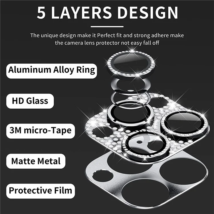 Enkay Hat Prince Para Iphone 16 / 16 Plus Camera Lens Protector Rhinestone Decor Metal+filme de Lente de Vidro Merolar - Roxo Escuro