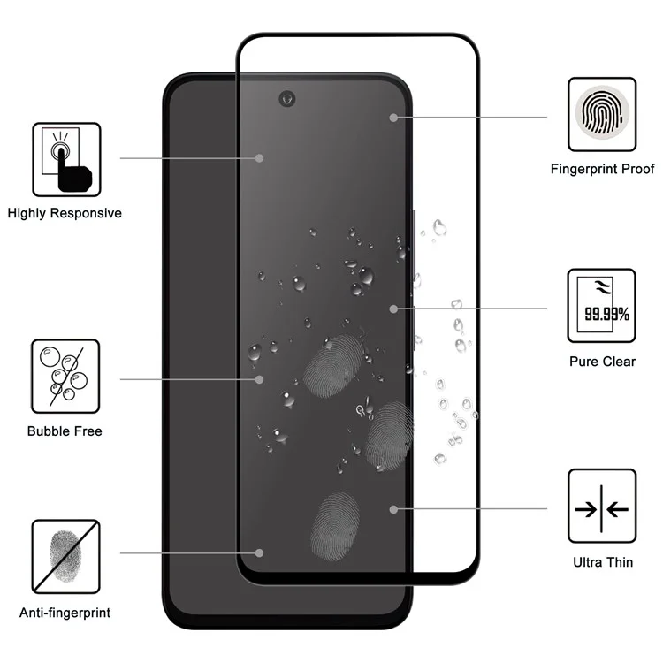 Pour Xiaomi Poco M6 Plus 5G AGC Glass Screen Protector Full Glue Black Edge Screen Film