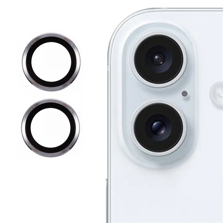 2 шт / Установка Для Iphone 16 Plus Camera Lens Protector Resistant Corning Gorilla Glass Lins - Серебро