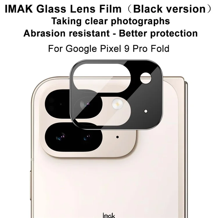 IMAK per Google Pixel 9 Pro Fold 5G Protezione Lente Fotocamera Vetro Temperato HD Pellicola Trasparente (Versione Nera)