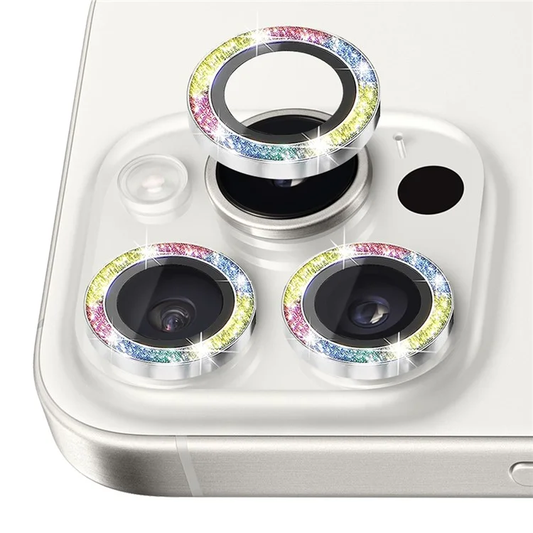 NORTHJO 1 Set para iPhone 16 Pro / 16 Pro Max Película de Lente de Cámara Vidrio Templado+Brillo Metálico Protector de Lente Trasera - Colorido