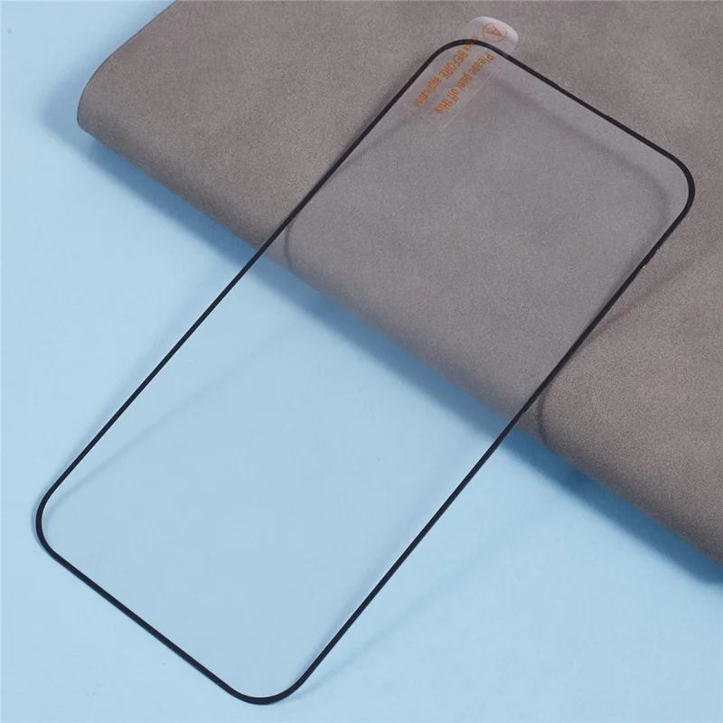 For iPhone 16 Plus / 15 Plus Tempered Glass Electroplating Anti-Fingerprint Silk Printing Full Glue Screen Protector