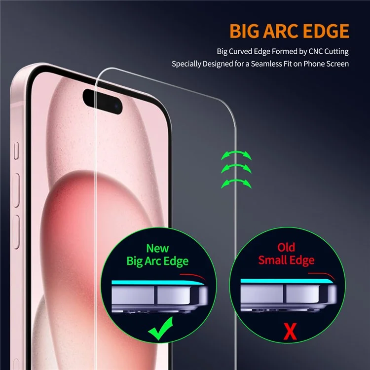 ENKAY HAT PRINCE Per iPhone 16 Protezione dello schermo 9H Durezza Pellicola in vetro ad alta resistenza in alluminio-silicio